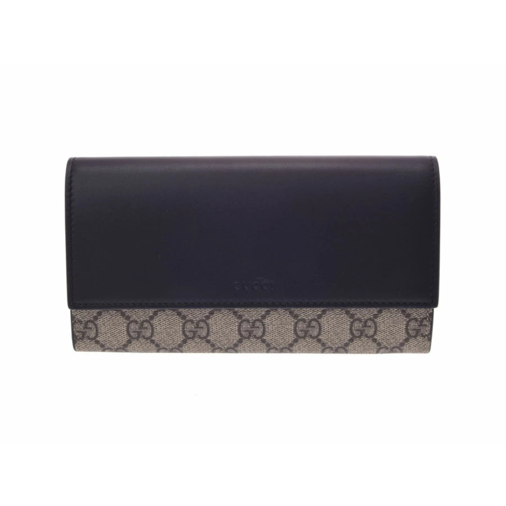 Gucci GG Supreme zip around long wallet beige black
